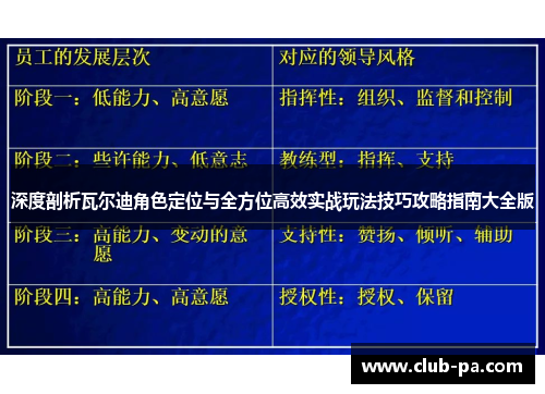 深度剖析瓦尔迪角色定位与全方位高效实战玩法技巧攻略指南大全版